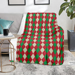 Christmas Themed Argyle Pattern Print Blanket