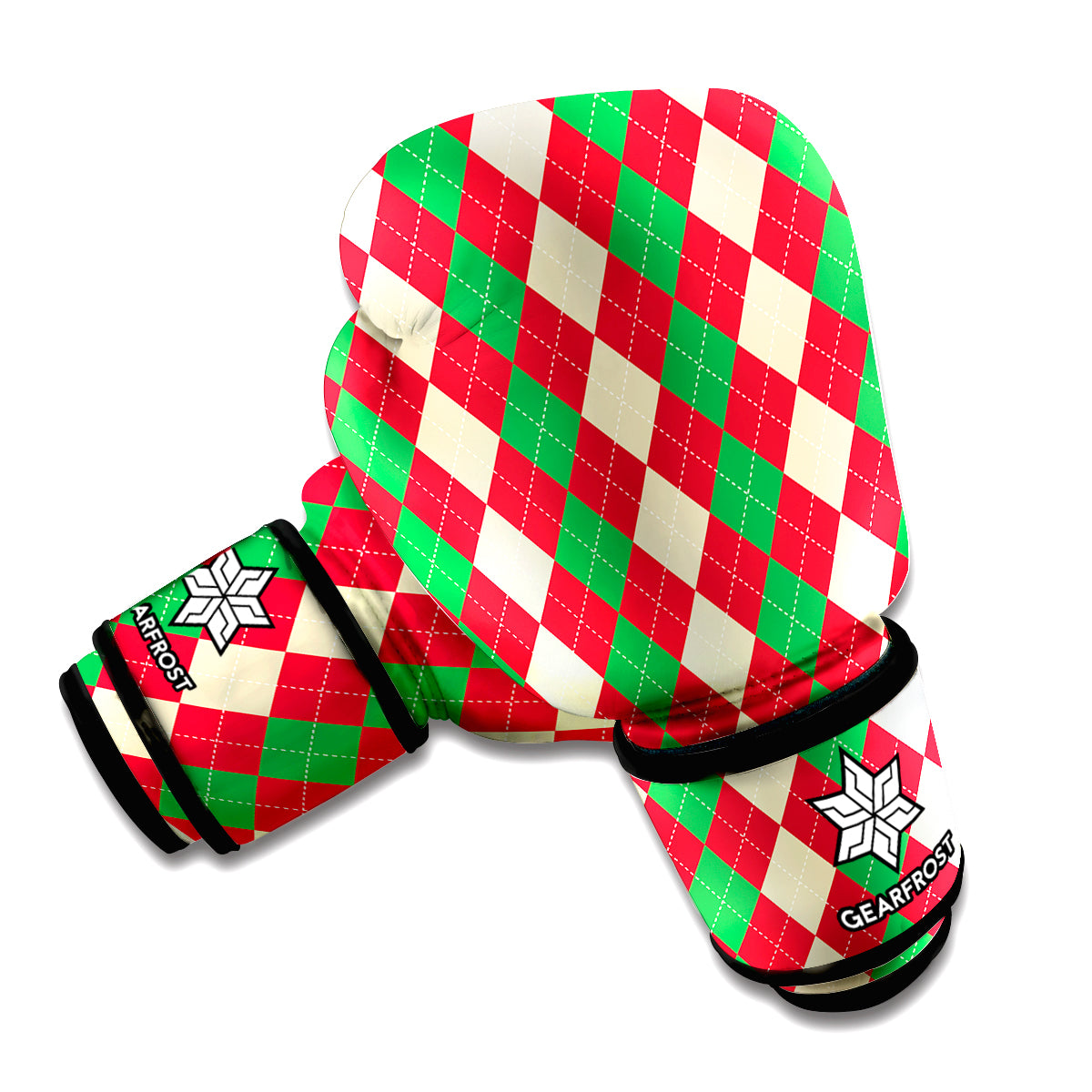 Christmas Themed Argyle Pattern Print Boxing Gloves