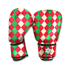 Christmas Themed Argyle Pattern Print Boxing Gloves