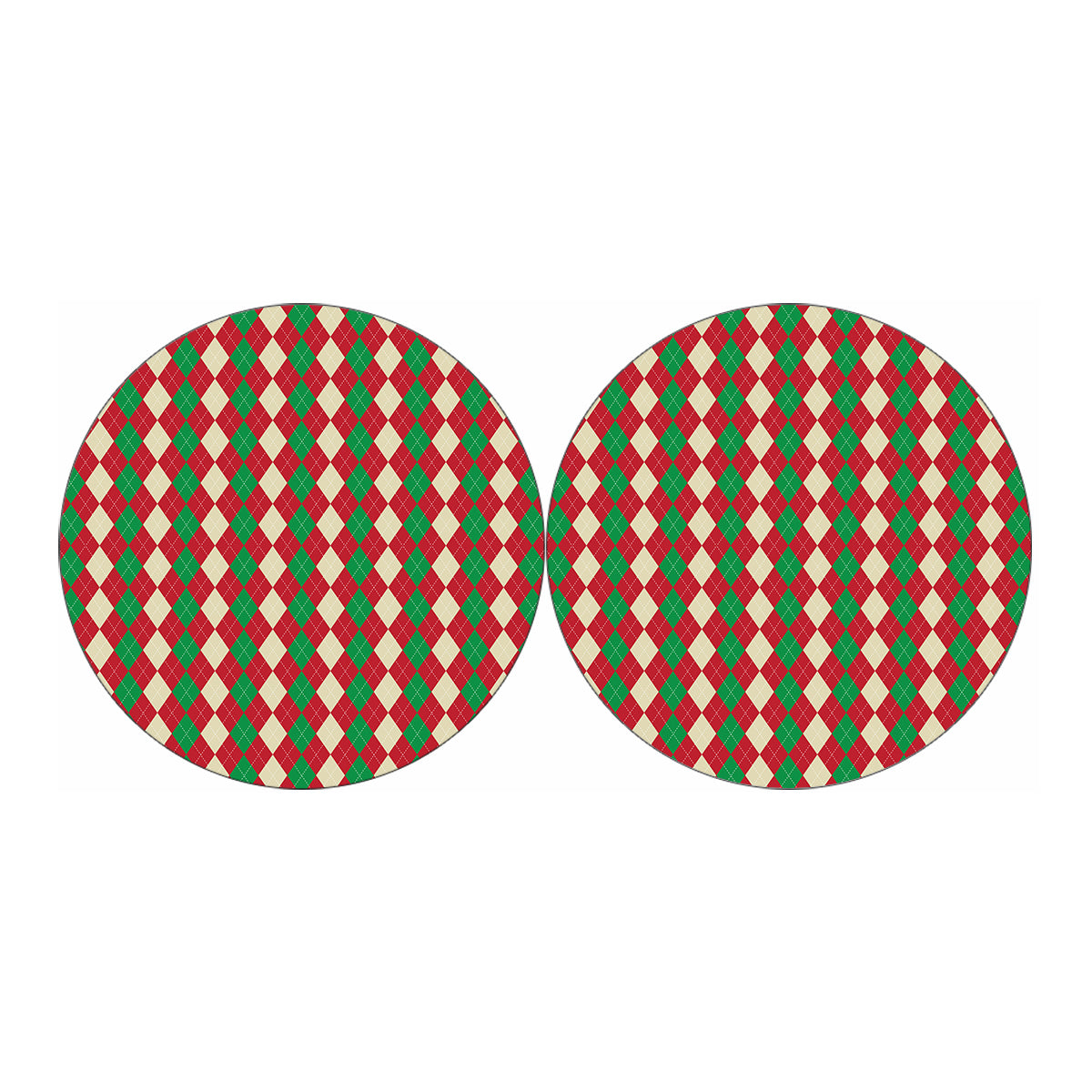Christmas Themed Argyle Pattern Print Car Coasters