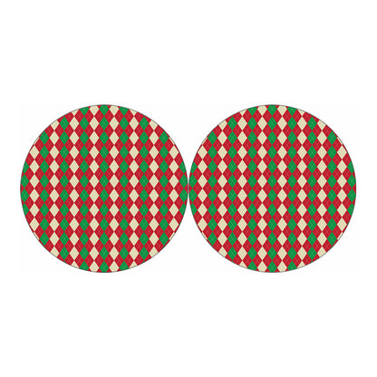 Christmas Themed Argyle Pattern Print Car Coasters