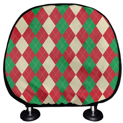 Christmas Themed Argyle Pattern Print Car Headrest Covers