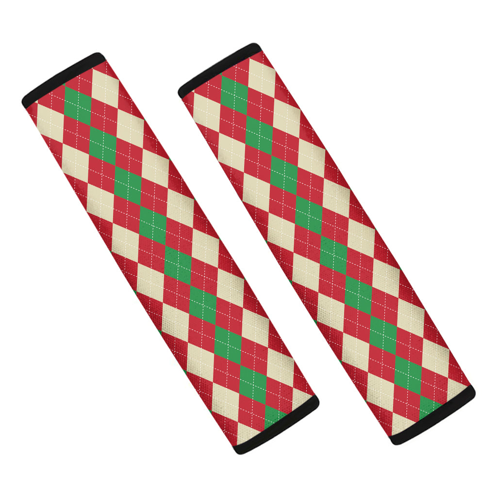 Christmas Themed Argyle Pattern Print Car Seat Belt Covers