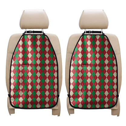 Christmas Themed Argyle Pattern Print Car Seat Organizers