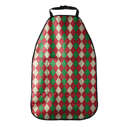 Christmas Themed Argyle Pattern Print Car Seat Organizers