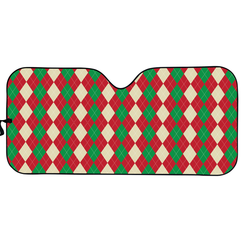 Christmas Themed Argyle Pattern Print Car Sun Shade