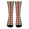 Christmas Themed Argyle Pattern Print Crew Socks