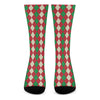 Christmas Themed Argyle Pattern Print Crew Socks