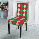Christmas Themed Argyle Pattern Print Dining Chair Slipcover