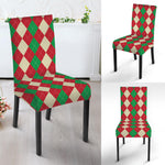 Christmas Themed Argyle Pattern Print Dining Chair Slipcover