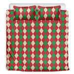 Christmas Themed Argyle Pattern Print Duvet Cover Bedding Set