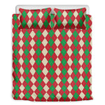 Christmas Themed Argyle Pattern Print Duvet Cover Bedding Set