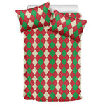 Christmas Themed Argyle Pattern Print Duvet Cover Bedding Set