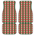 Christmas Themed Argyle Pattern Print Front and Back Car Floor Mats