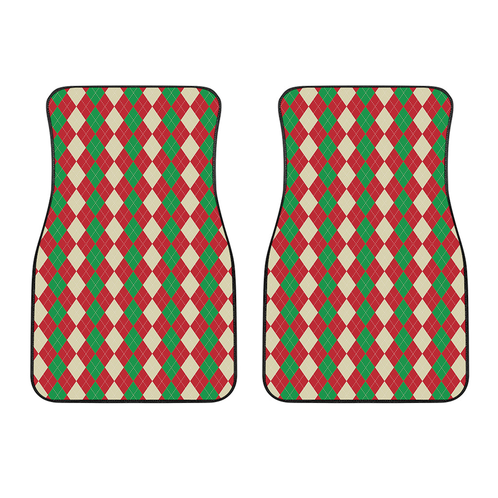 Christmas Themed Argyle Pattern Print Front Car Floor Mats