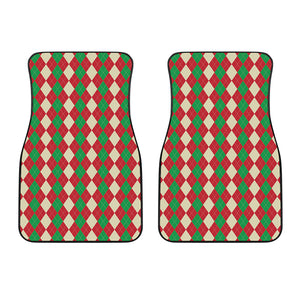 Christmas Themed Argyle Pattern Print Front Car Floor Mats