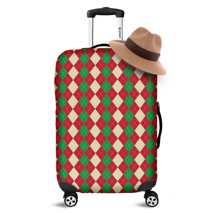 Christmas Themed Argyle Pattern Print Luggage Cover