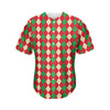 Christmas Themed Argyle Pattern Print Men's Baseball Jersey