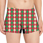 Christmas Themed Argyle Pattern Print Men's Boxer Briefs