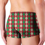 Christmas Themed Argyle Pattern Print Men's Boxer Briefs