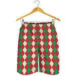 Christmas Themed Argyle Pattern Print Men's Shorts