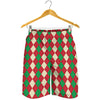 Christmas Themed Argyle Pattern Print Men's Shorts