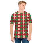 Christmas Themed Argyle Pattern Print Men's T-Shirt