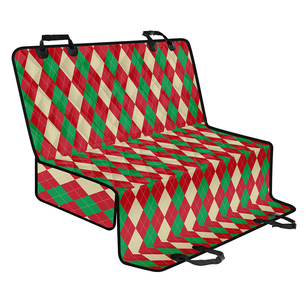 Christmas Themed Argyle Pattern Print Pet Car Back Seat Cover