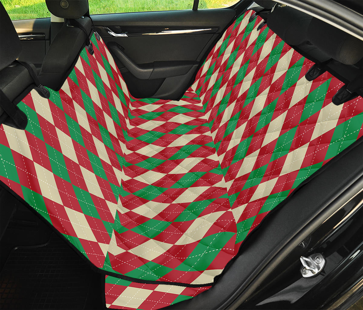 Christmas Themed Argyle Pattern Print Pet Car Back Seat Cover