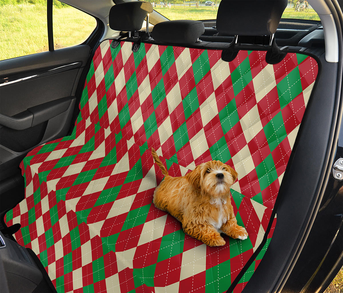 Christmas Themed Argyle Pattern Print Pet Car Back Seat Cover