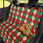 Christmas Themed Argyle Pattern Print Pet Car Back Seat Cover