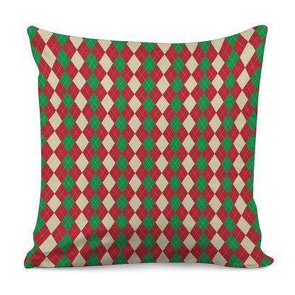 Christmas Themed Argyle Pattern Print Pillow Cover
