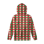 Christmas Themed Argyle Pattern Print Pullover Hoodie