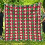 Christmas Themed Argyle Pattern Print Quilt