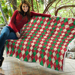 Christmas Themed Argyle Pattern Print Quilt