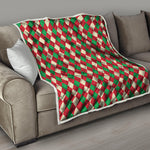 Christmas Themed Argyle Pattern Print Quilt