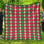 Christmas Themed Argyle Pattern Print Quilt
