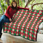 Christmas Themed Argyle Pattern Print Quilt