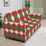 Christmas Themed Argyle Pattern Print Sofa Cover