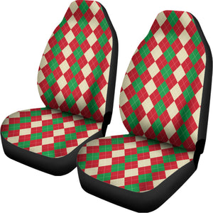 Christmas Themed Argyle Pattern Print Universal Fit Car Seat Covers