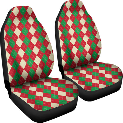 Christmas Themed Argyle Pattern Print Universal Fit Car Seat Covers