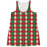 Christmas Themed Argyle Pattern Print Women's Racerback Tank Top