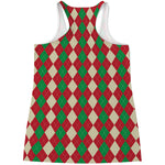 Christmas Themed Argyle Pattern Print Women's Racerback Tank Top