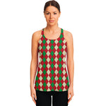 Christmas Themed Argyle Pattern Print Women's Racerback Tank Top