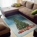 Christmas Tree And Snow Print Floor Mat