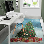 Christmas Tree And Snow Print Area Rug