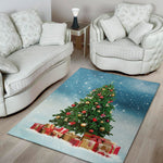 Christmas Tree And Snow Print Area Rug