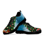 Christmas Tree And Snow Print Black Sneakers