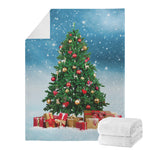 Christmas Tree And Snow Print Blanket