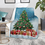 Christmas Tree And Snow Print Blanket